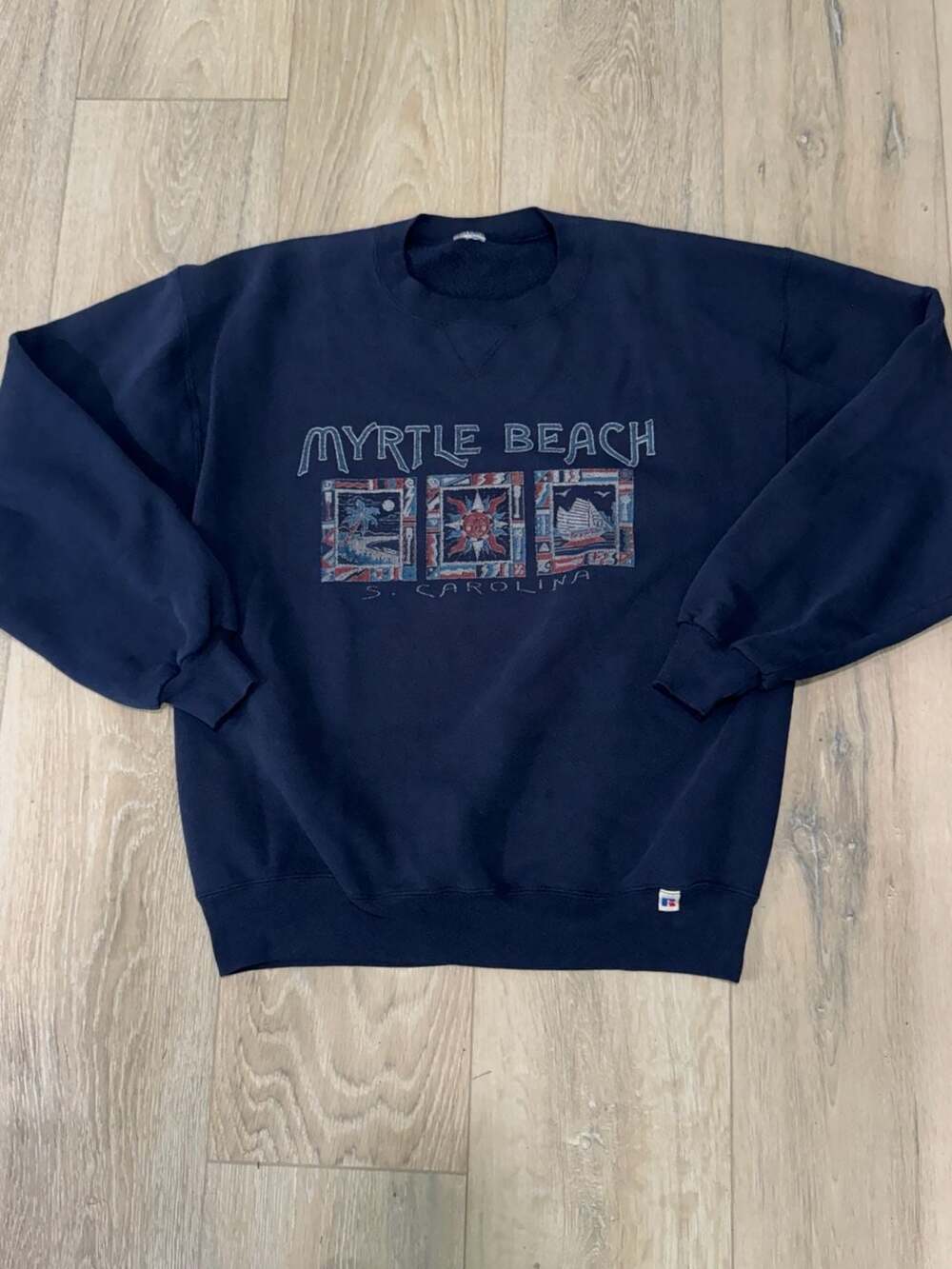 Vintage 90s Myrtle Beach Crewneck Sweatshirt Streetwear Coastal Navy Men’s XL